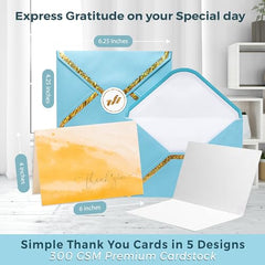 Only Zest 50 PCS Wedding Thank You Cards - 4x6 with Envelopes, 60 Stickers Included (Parent)
