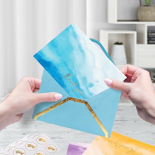 Only Zest 50 PCS Wedding Thank You Cards - 4x6 with Envelopes, 60 Stickers Included (Parent)