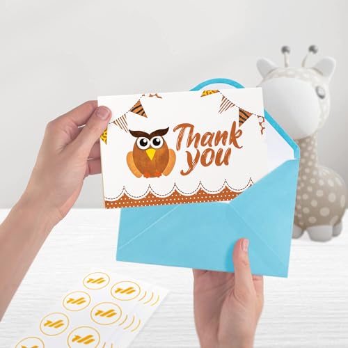 Only Zest 50 PCS Baby Shower Thank You Cards - 4x6 with Envelopes, 60 Stickers Included (Parent)