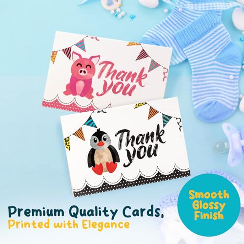 Only Zest 50 PCS Baby Shower Thank You Cards - 4x6 with Envelopes, 60 Stickers Included (Parent)