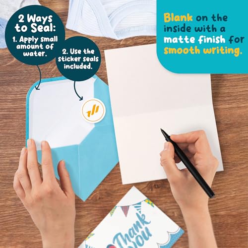 Only Zest 50 PCS Baby Shower Thank You Cards - 4x6 with Envelopes, 60 Stickers Included (Parent)
