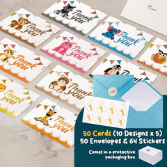 Only Zest 50 PCS Baby Shower Thank You Cards - 4x6 with Envelopes, 60 Stickers Included (Parent)