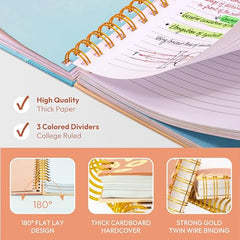 Only Zest Notebooks For Note Taking, College Ruled Spiral Notebooks For Note Taking, Hardcover Spiral Journal Smooth Finish, Spiral Notebook College Ruled 300 Pages 100 GSM Thick Paper (10.5" X 8”)